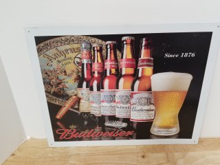 Metal Budweiser Metal Sign, 12 in