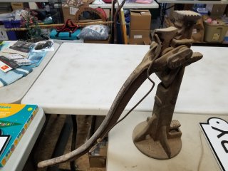 Vintage metal jack, heavy, 22 in