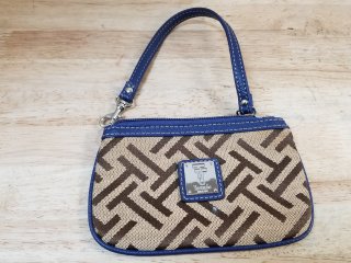 Brown Geometric Wristlet Purse, approx 8 in
