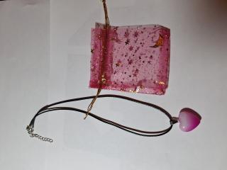1 inch Heart Pendant on leather strap, gift bag, new