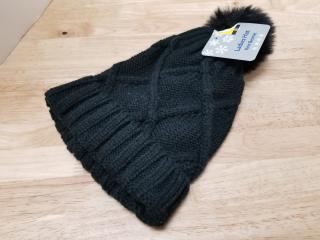New Black Knit Pom-Pom Beanie