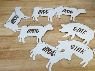 New Farm Animal Metal Ornaments