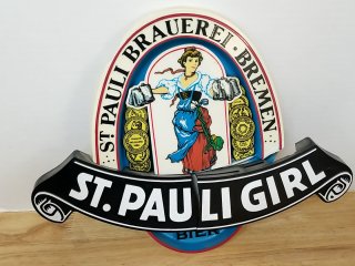 St. Pauli Girl Beer Sign, damaged,  12 in