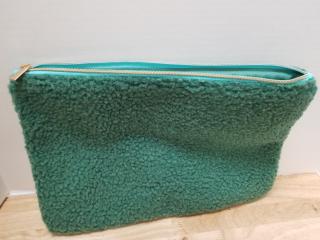 New Green Fuzzy Zipper Pouch