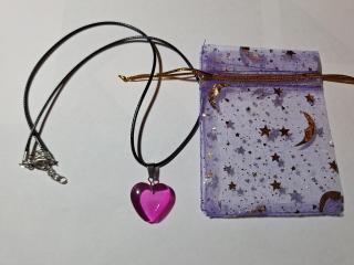 1 inch Heart Pendant on leather strap, gift bag, new