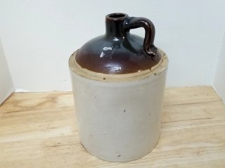 Antique Stoneware Jug, 12 in, large chip on spout
