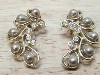 Vintage Rhinestone Earrings,  1.5 in