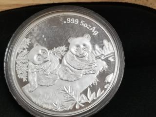 5 ounce 1999 Panda Silver Round
