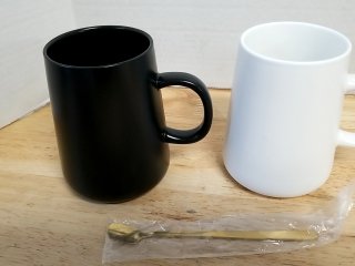 New Black & White Mugs with Spoon