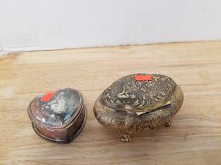 Trinket boxes largest approx 6 by 4 inch 