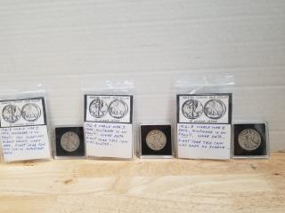 3 walking Liberty silver half Dollars 