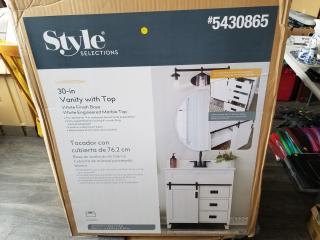 Vanity top, never been used, one leg support needs repaired 