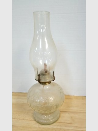 Vintage Glass Oil Lamp approx 16 inch tall 