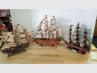 Trio of Model Sailing Ships, tallest approx 20 inches 