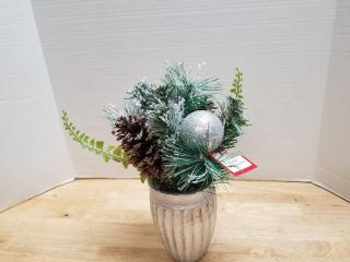 New Holiday floral arrangement 14 inch tall 