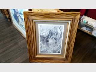 Framed Wolf Art Print, 22x26 in, signed and numbered 
