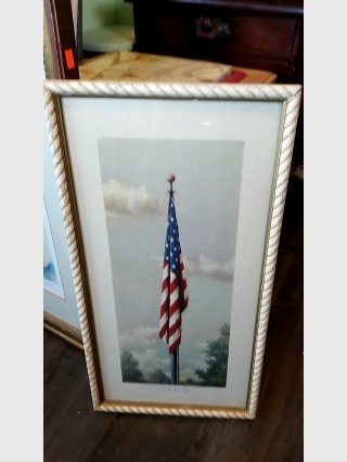 Framed American Flag Print, 13x24 in