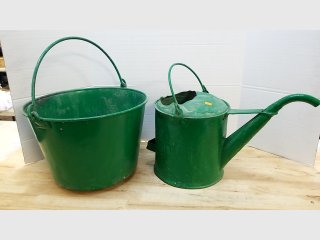 Vintage Green Watering Can and Bucket
