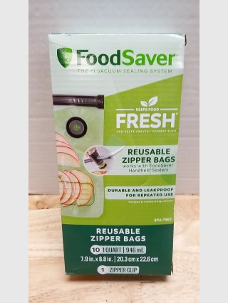 New FoodSaver 1qt Reusable Zipper Bags