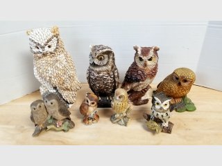 Lot of Assorted Owl Figurines tallest approx 11 inch