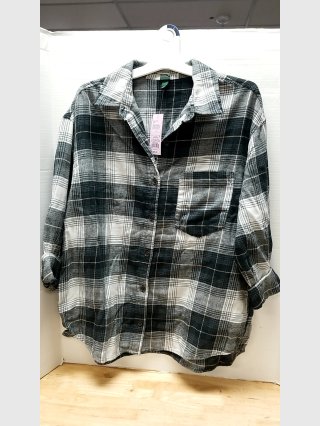  Black Plaid Flannel Shirt new mens large
