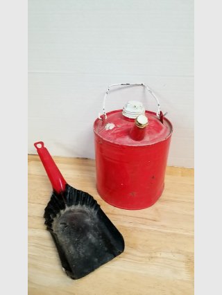Vintage Red Gas Can & Dustpan Set