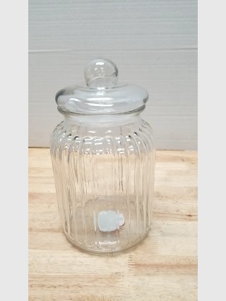 Fluted Glass Storage Jar 10 inch tall 