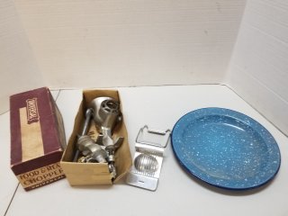 Food chopper, slicer, plate 