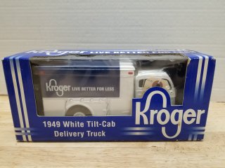 1949 white tilt-cab delivery model truck, approx 10 by 5 by 4 inch 