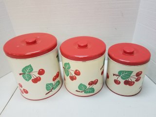 Vintage canister set, largest approx 9 by 8 inch 