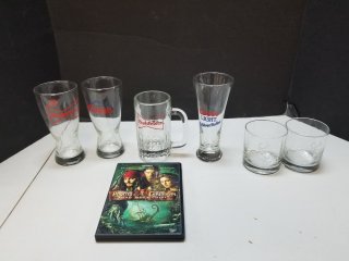 Beer glasses and dvd
