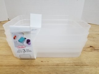 New 3 pack plastic containers each 10 by 7 inch 