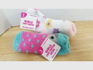 Girls Cozy Socks, 3 pairs, size 10.5-4, and 7-3