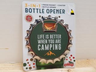 New Camping Bottle Opener Magnet