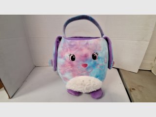 Purple Plush Bunny Basket, 16 inch