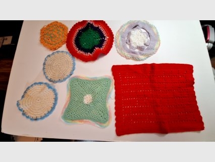 Assorted Crocheted Doilies, 8 to 17x14 inch