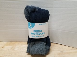New mens boot socks 2 pack size 6-12