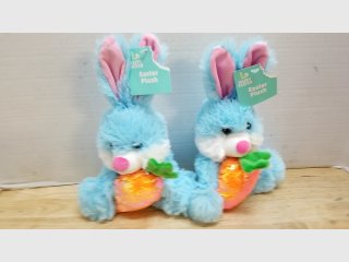 New Blue Easter Plush Bunnies w/ Carrots