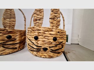 Wicker Bunny Baskets Pair, 8 and 11 inch