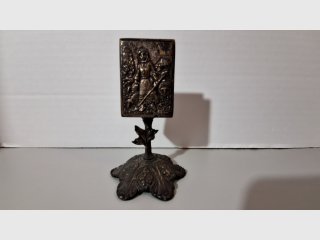 Antique Metal Ornate Holder, 4.5 inch, markings on bottom
