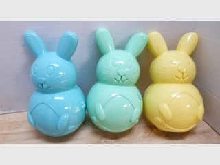 New Blue, Mint, Yellow Bunny Figurines
