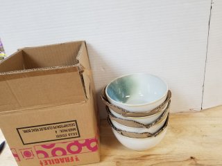 New 4 pack ceramic bowls each approx 6 by 3 inch