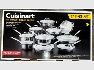 New Cuisinart 17-Piece Stainless Cookware Set