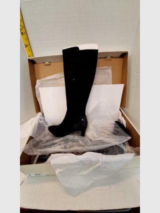Black Knee-High Heeled Boots in Box, size 9