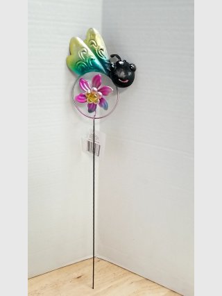 Colorful Bee Metal Garden Spinner 20 inches 