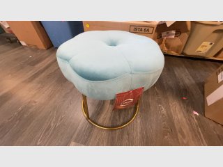 New Blue Velvet Ottoman Stool