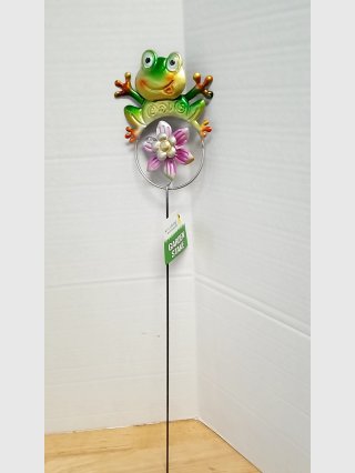 New Frog Garden Stake with Flower