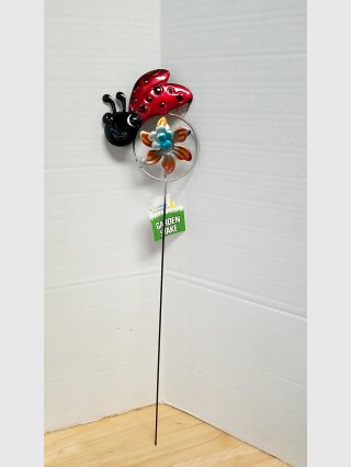 Ladybug Garden Spinner Stake 22 inch 