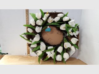 White Tulip Artificial Wreath