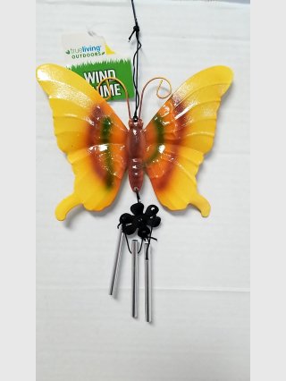 Yellow Butterfly Wind Chime 10 inch